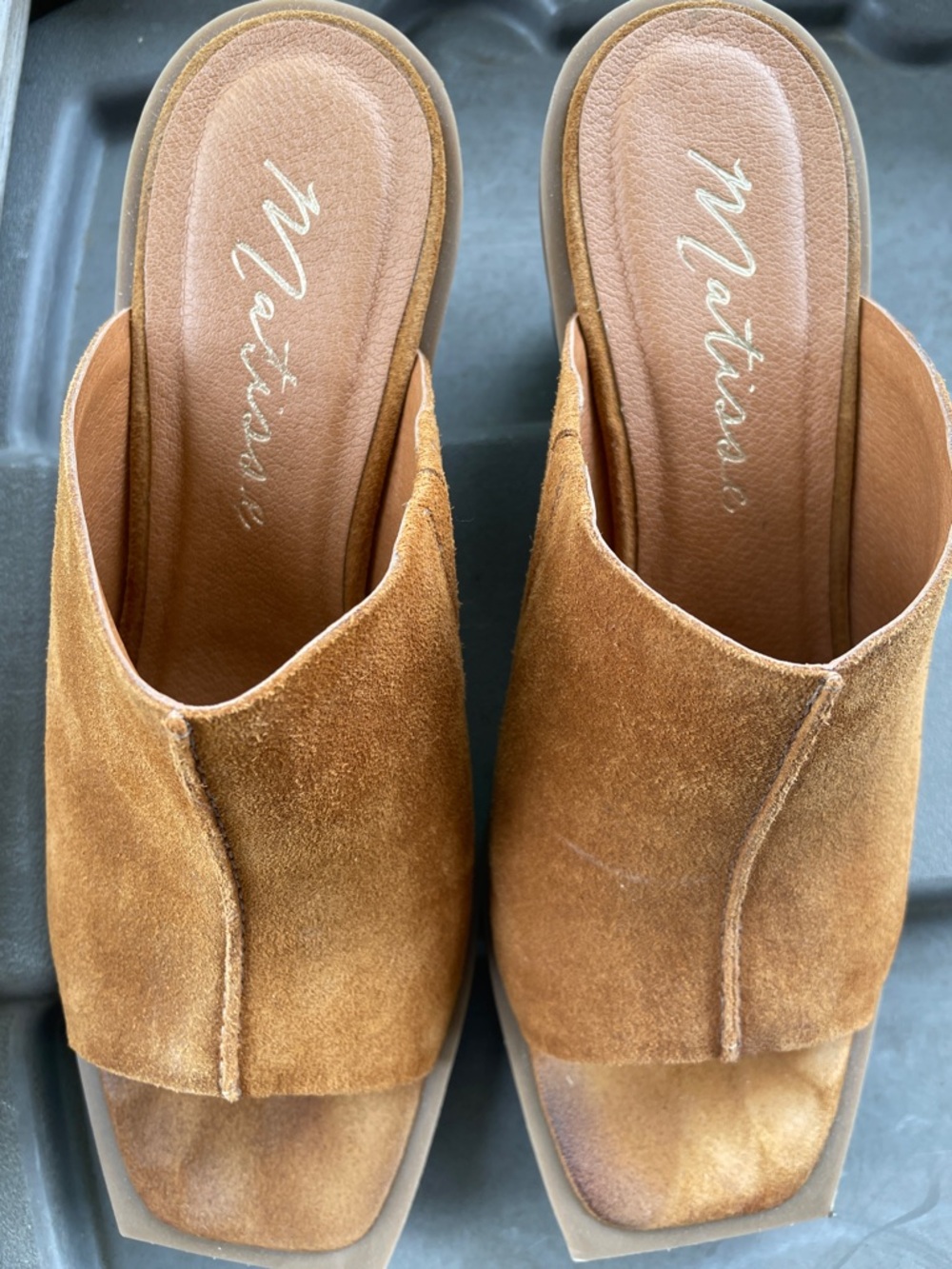 Martinise Tan Suede Slide Mules